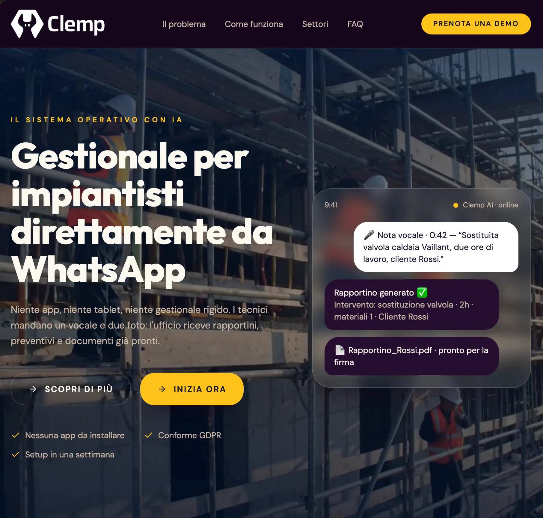 Clemp — website hero mockup